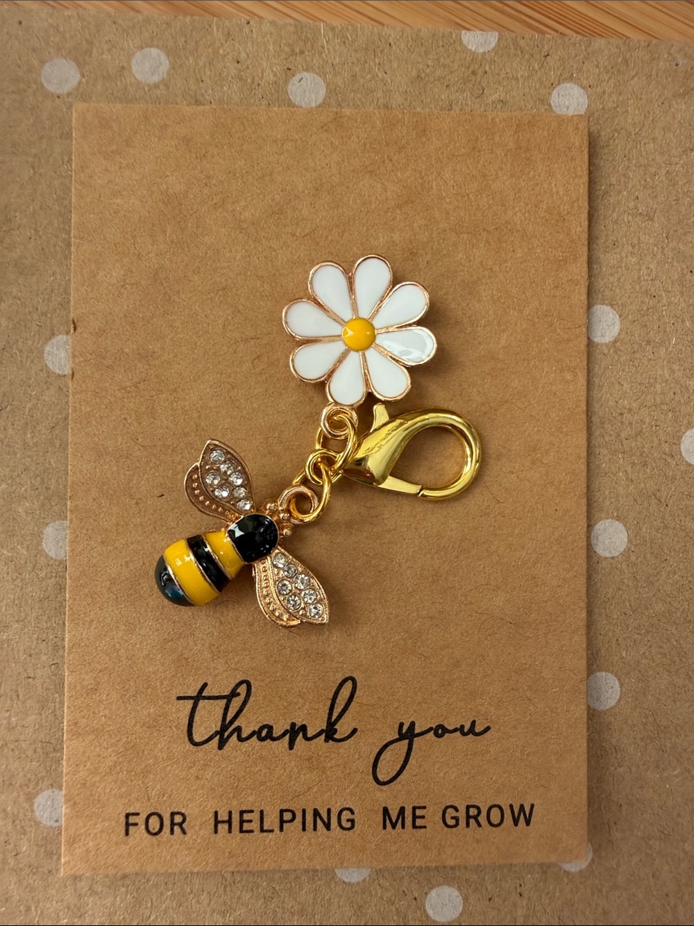 Gold Bee and White Daisy Charm Yellow & White